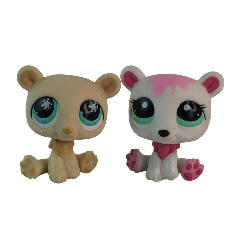 Littlest Pet Shop LPS Polar Bear‎ Figures #759 Tan #2298 Pink White